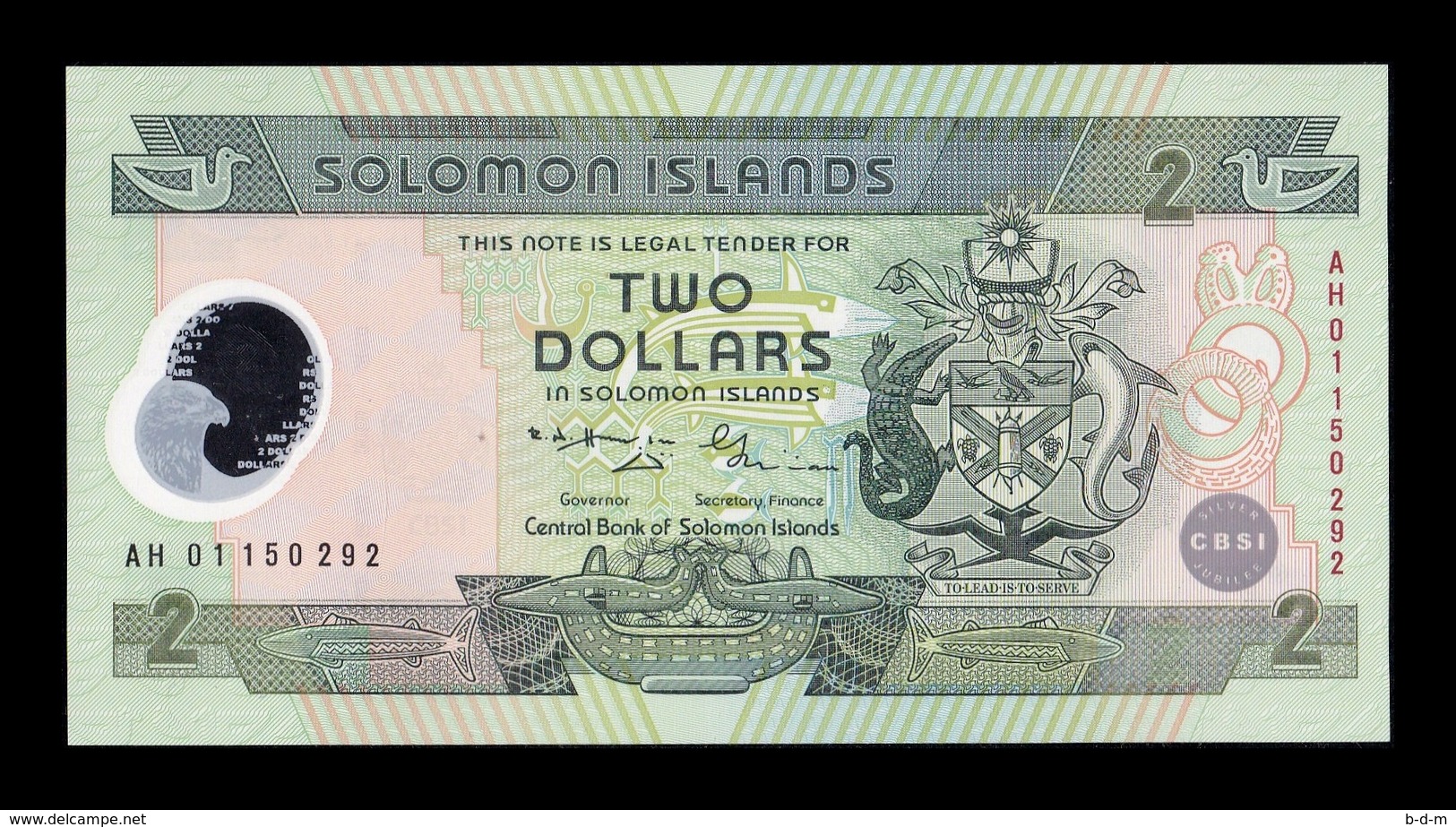 Islas Salomon Solomon 2 Dollars Commemorative 2001 Pick 23 Polymer SC UNC - Isla Salomon