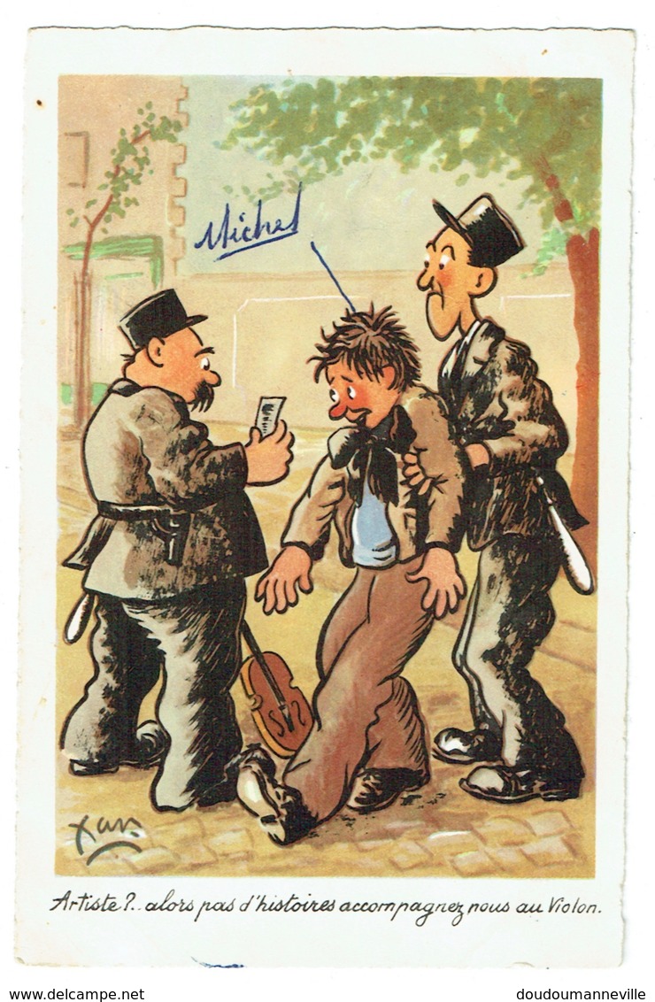 CPA - Humour - Violoniste - Marée Chaussée - Illustrateur Xav - Police - Gendarmerie