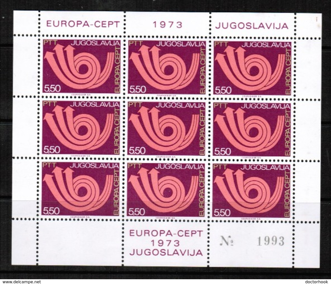 YUGOSLAVIA  Scott # 1138-9** VF MINT NH Sheets Of 9 (SS-547) - Unused Stamps