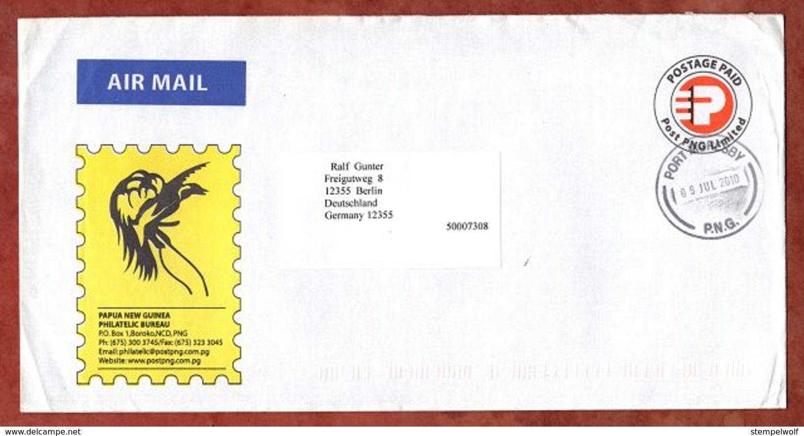 Luftpost, Postage Paid, Port Moresby, Nach Berlin 2010 (90499) - Papua New Guinea