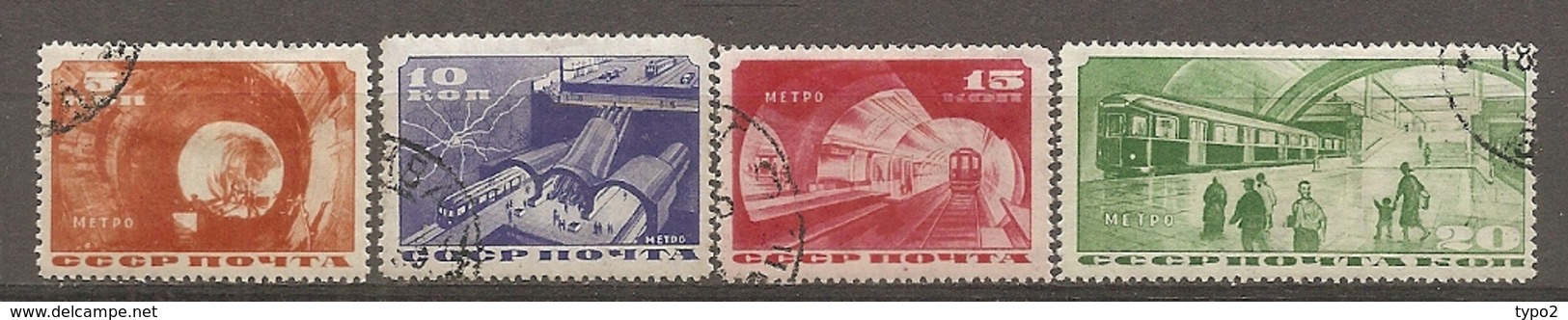RUSSIE -  Yv N° 551 à 554  (o)  5k  Métro De Moscou   Cote  55  Euro  BE   2 Scans - Used Stamps