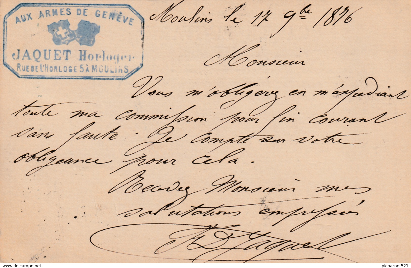 5 Cartes Précurseur Pour Les Ets MOAT Boniface, Fabriquant D'horlogerie à Besançon. 1876, 77, 78. 7 Scan. - Besancon