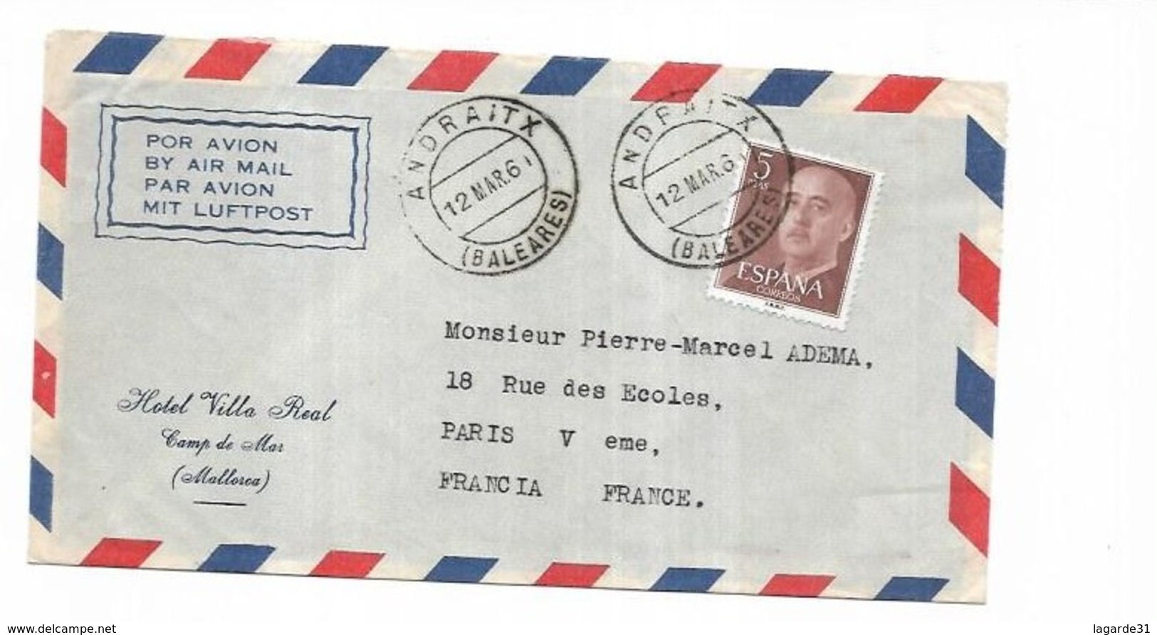 Espagne  1961 HOTEL VILLA REAL MALLORCA ANDRAITX - Franking Machines (EMA)