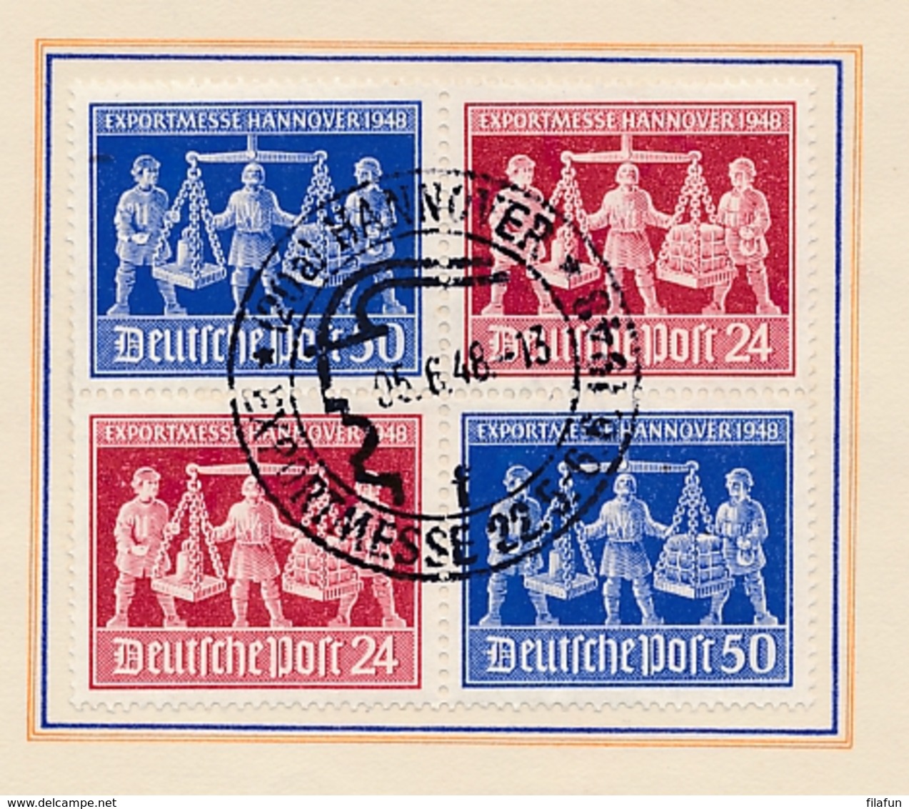 Deutsche Post - 1948 - 4-Block Export Messe Hannover On Special Leaflet - Andere & Zonder Classificatie