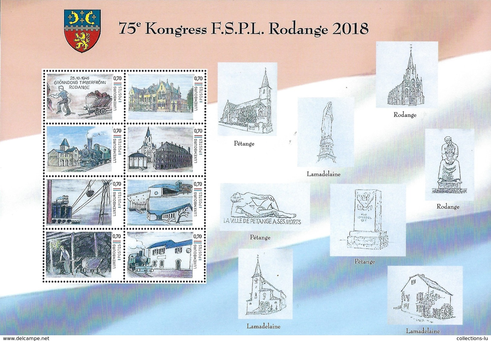 Luxembourg  -  Feuille - 25.10.1945 Gröndung Timberfrenn Rodange - 75e Kongress F.S.P.L. Rodange 2018 - Feuilles Complètes