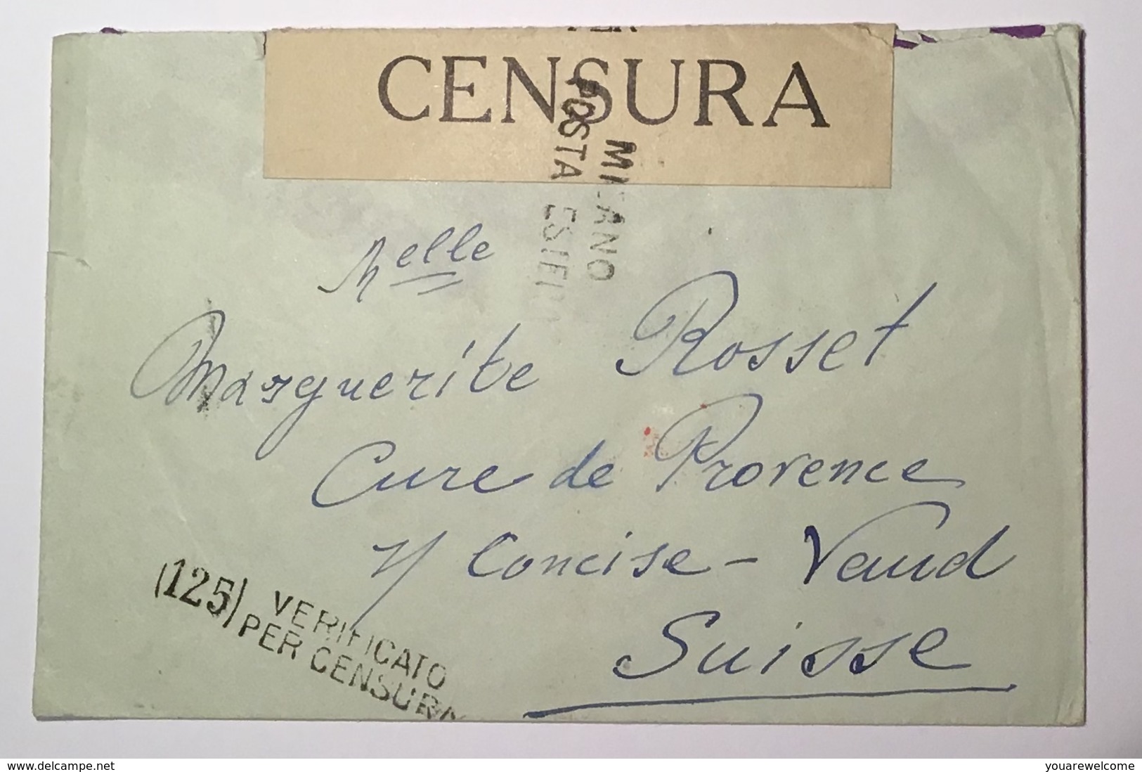 LAMIA 1917 Charity Social Welfare Issue Etc Censored CENSURA Cover>Provence Schweiz (VD) Via Italia(Greece Grèce Lettre - Lettres & Documents