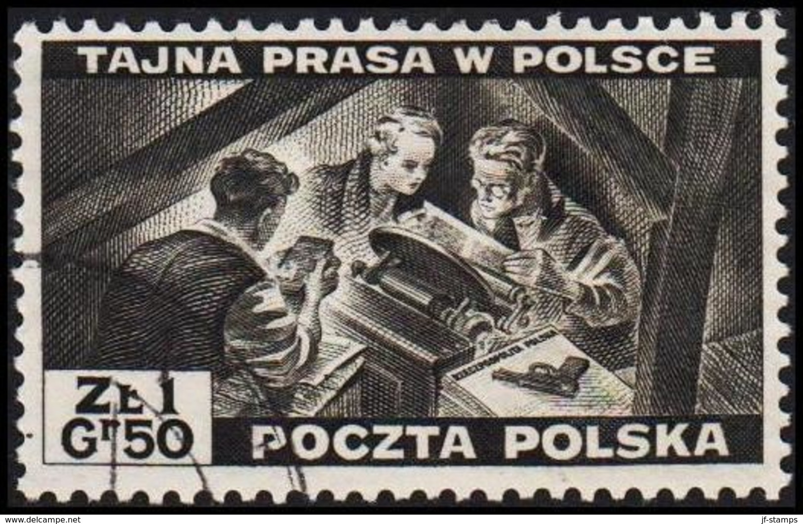 1943. 2WW. London. 1.50 Z TAJNA PRASA W POLSCE. (Michel 375) - JF320497 - Gouvernement De Londres (exil)