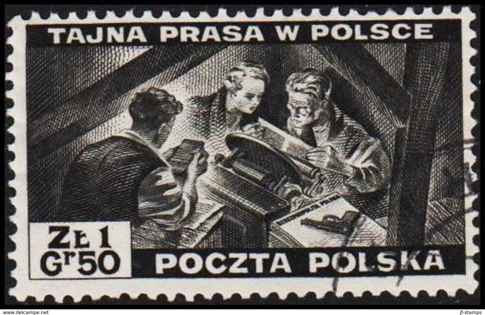 1943. 2WW. London. 1.50 Z TAJNA PRASA W POLSCE. (Michel 375) - JF320500 - Regering In Londen(Ballingschap)