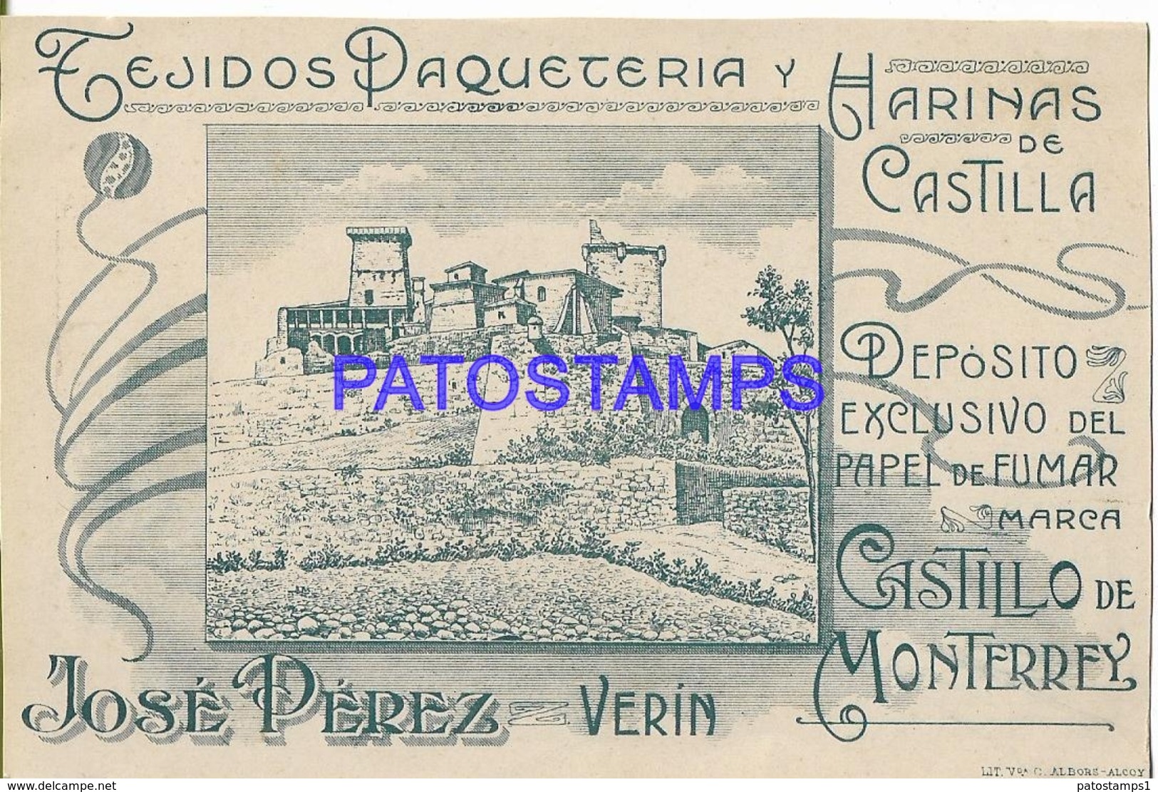 129023 SPAIN ESPAÑA VERIN ORENSE PUBLICITY TEJIDO PAQUETERIA Y HARINAS DE CASTILLA POSTAL POSTCARD - Autres & Non Classés