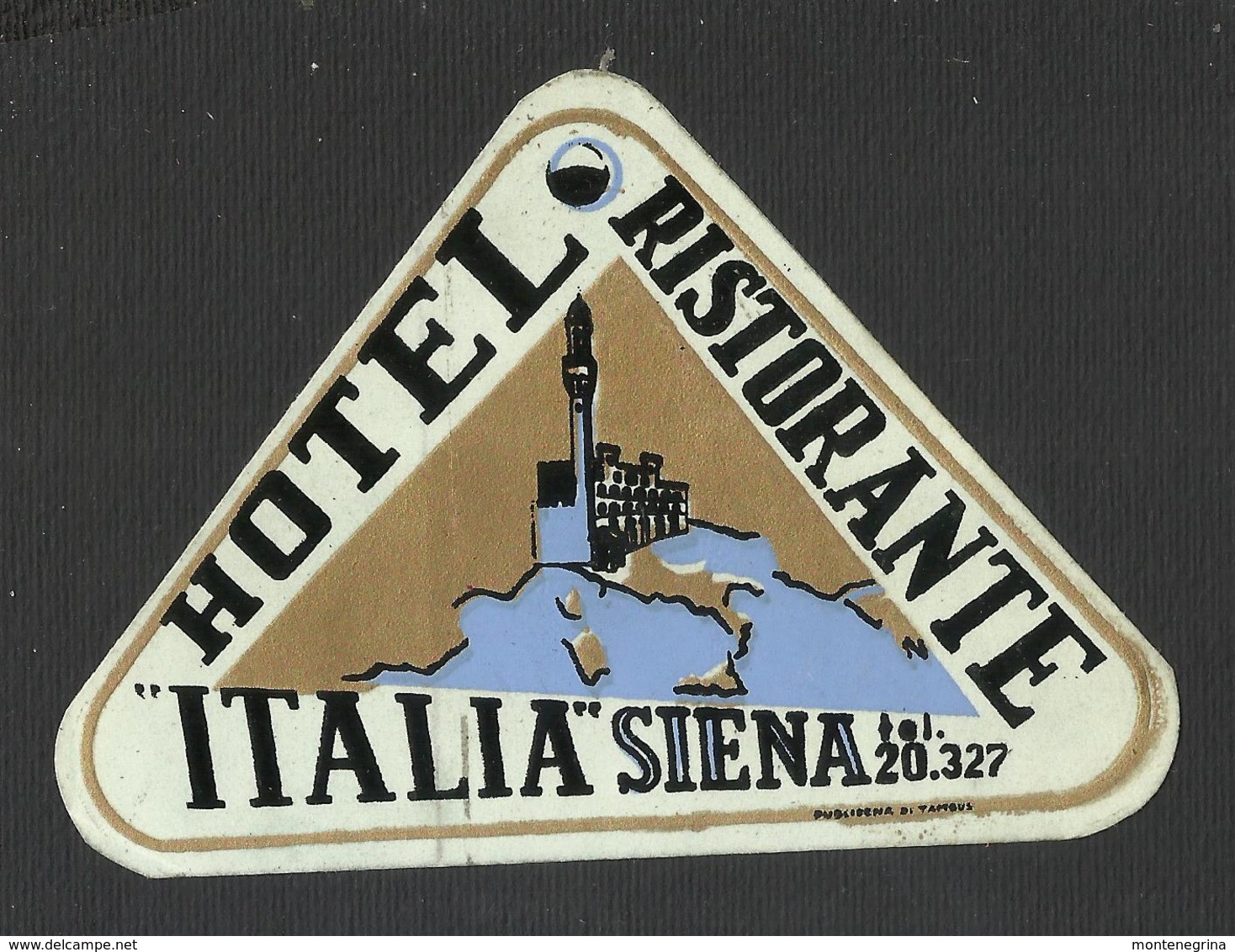 ITALY SIENA Hotel ITALIA Luggage Label - 11 X 7,5 Cm (see Sales Conditions) - Etiketten Van Hotels