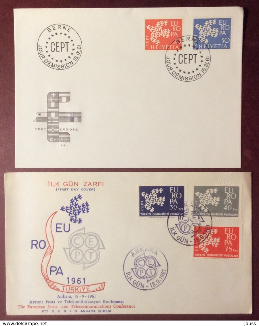 FDC4-2 Europa 1961 Lot 14 Lettre Allemagne Belgique Espagne France Grande-Bretagne Grèce Island Italie Liechtenstein - 1961