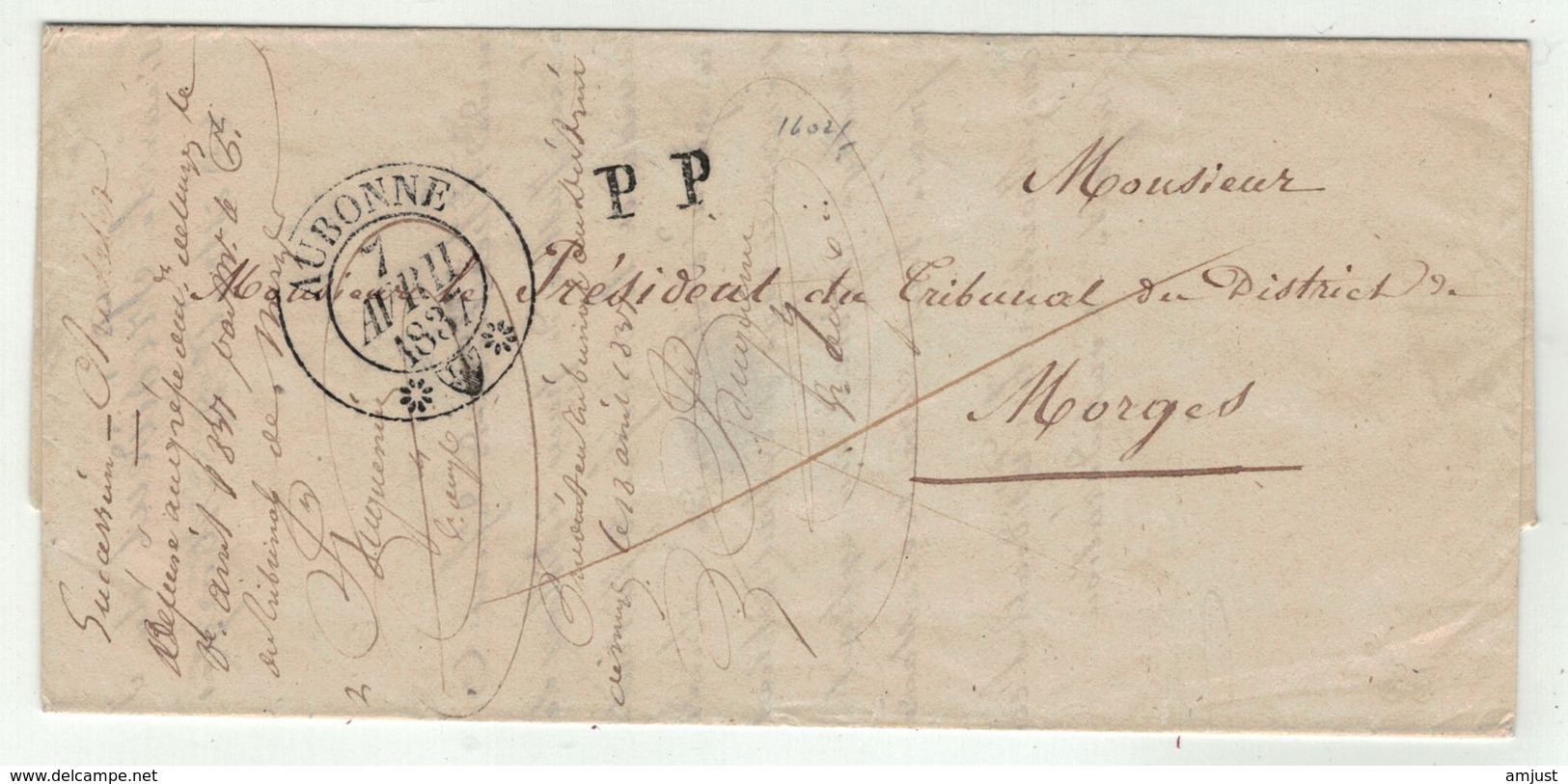 Suisse // Schweiz // Switzerland //  Préphilatélie  // Lettre Au Départ De Aubonne Pour Morges 1837 - ...-1845 Préphilatélie