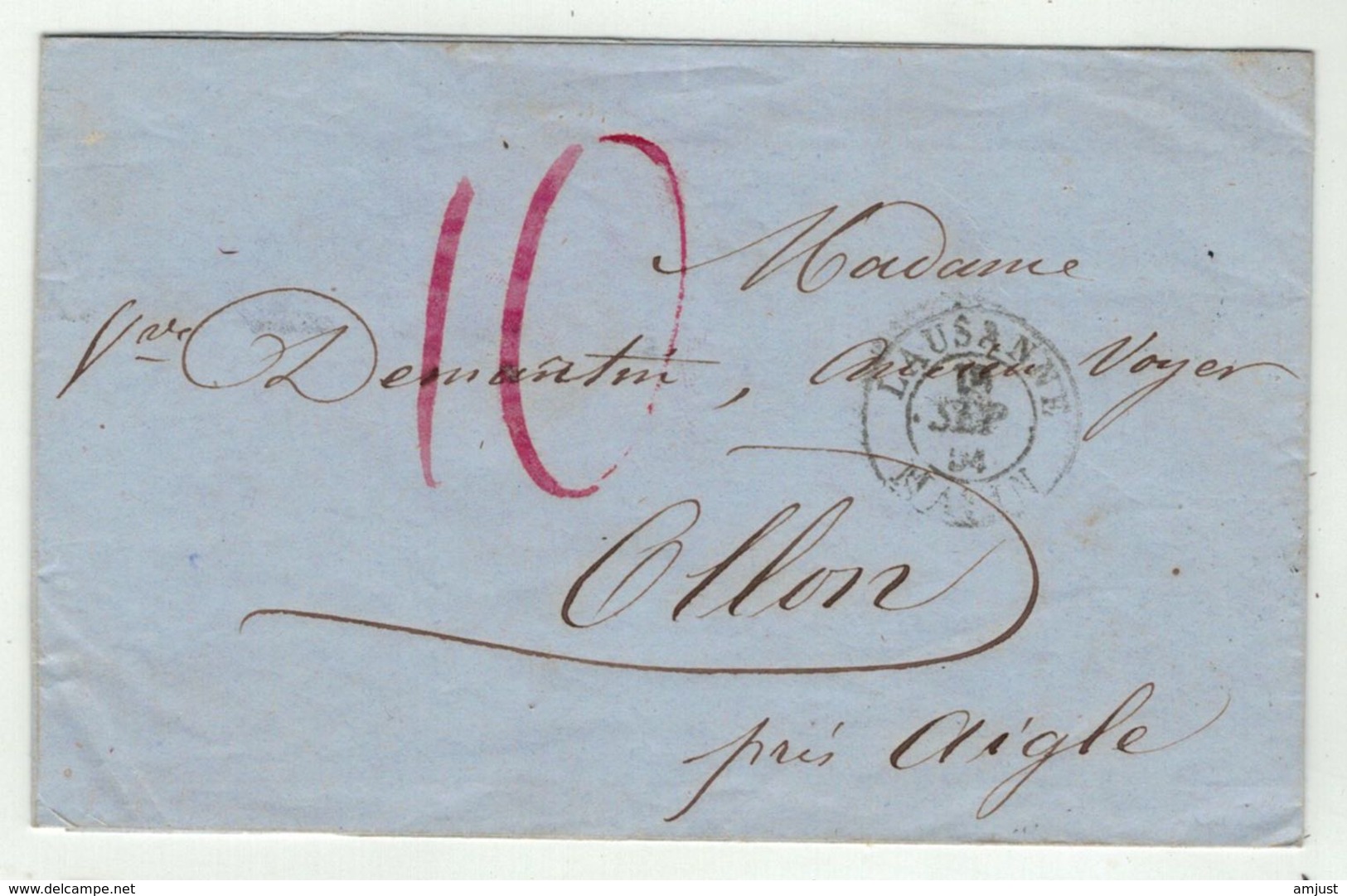 Suisse // Schweiz // Switzerland //  Préphilatélie  // Lettre Au Départ De Lausanne Pour Ollon 1854 - ...-1845 Préphilatélie