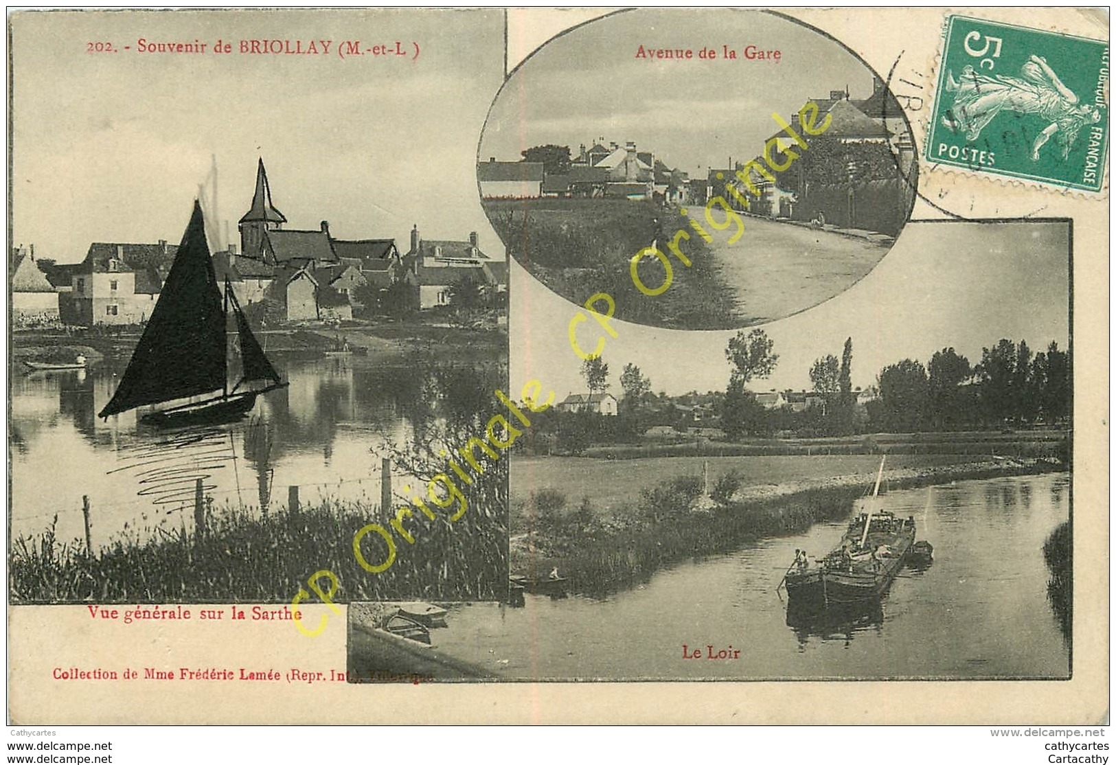 49. Souvenir De BRIOLLAY . Avenue De La Gare, Le LOir, Vue Sur La Sarthe. CPA Multivues . - Autres & Non Classés