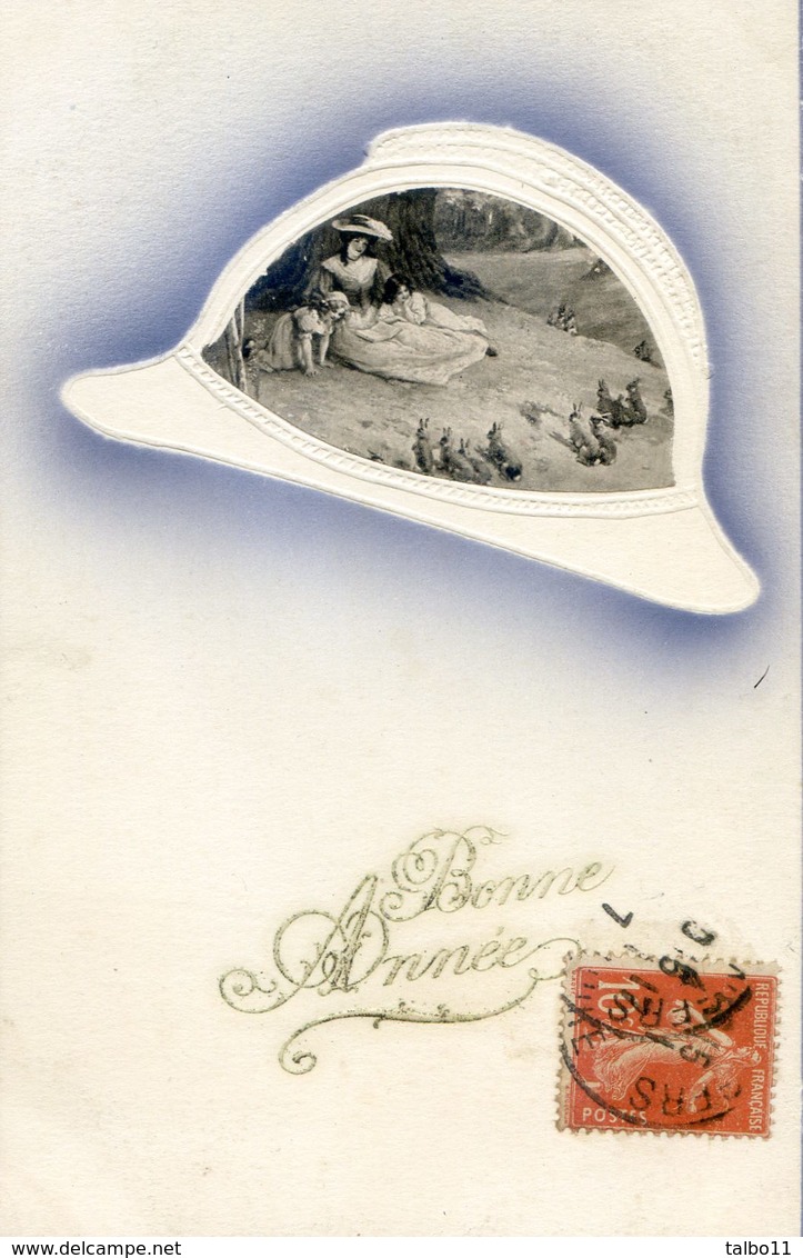 Militaria - Casque Militaire - Carte Gaufrée - Bonne Année - Uniformes