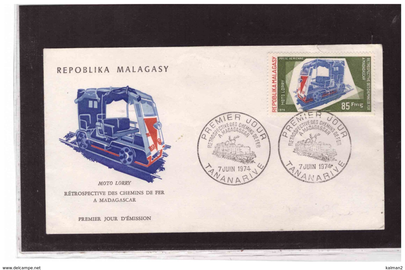 TEM11043   -  TANANARIVE  7.6.19740     /    FDC " RETROSPECTIVE DES CHEMINS DE FER A MADADASCAR " - Madagascar (1960-...)