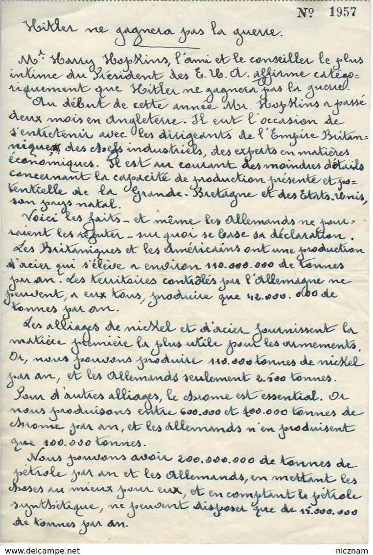RARE - WWII - Document Original De Résistance Patriotique - Documents