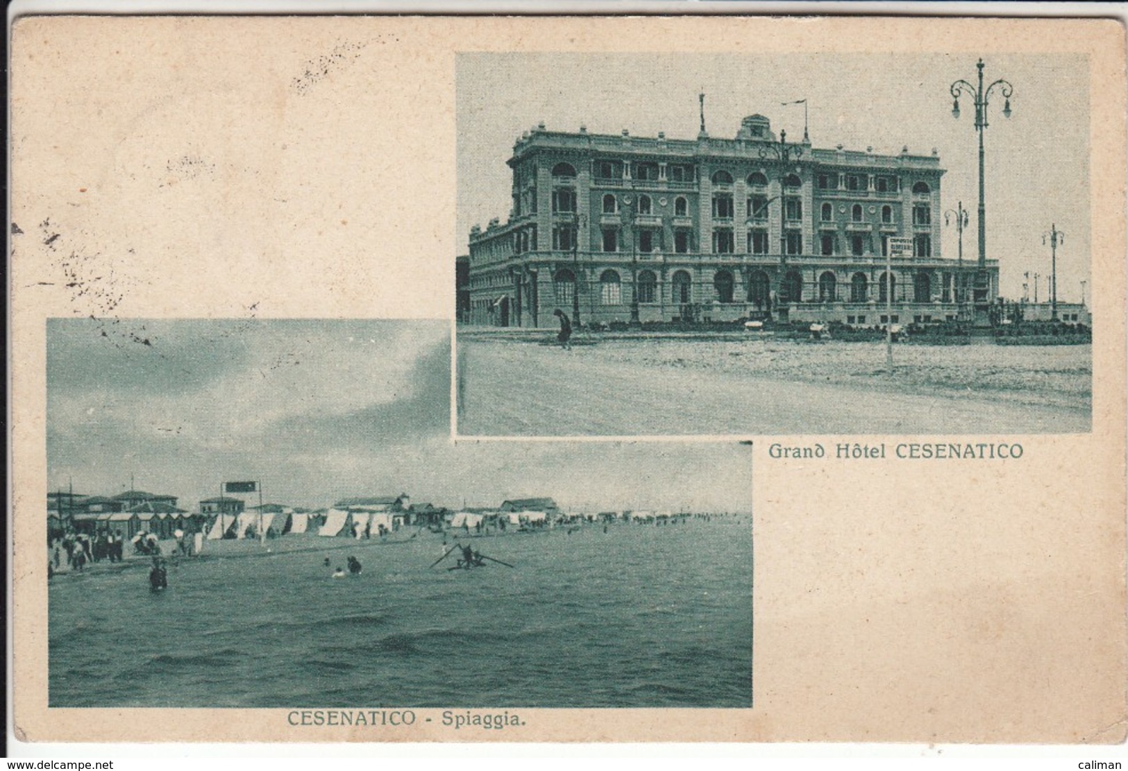 CESENATICO GRAND HOTEL E SPIAGGIA - CARTOLINA SPEDITA NEL 1918 - Autres & Non Classés