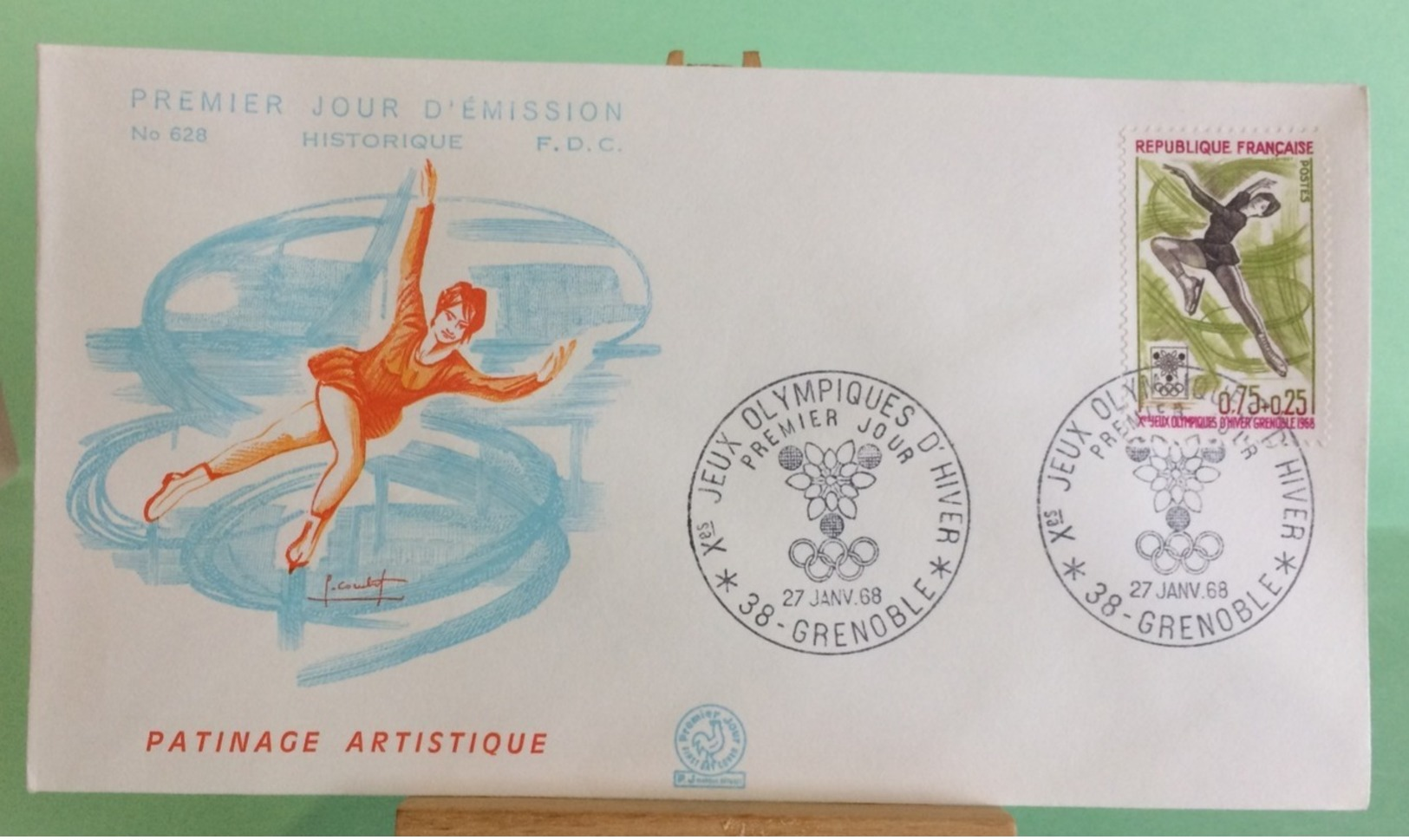 Patinage Artistique, Ouverture Des Jeux(n°628) - 38 Grenoble - 27.1.1968 -FDC 1er Jour - Coté 1,50€ - 1960-1969