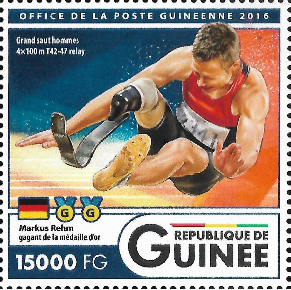 Guinee Markus Rehm Paralympic Handicap Disabled 1v Stamp Michel:12142 - Autres & Non Classés