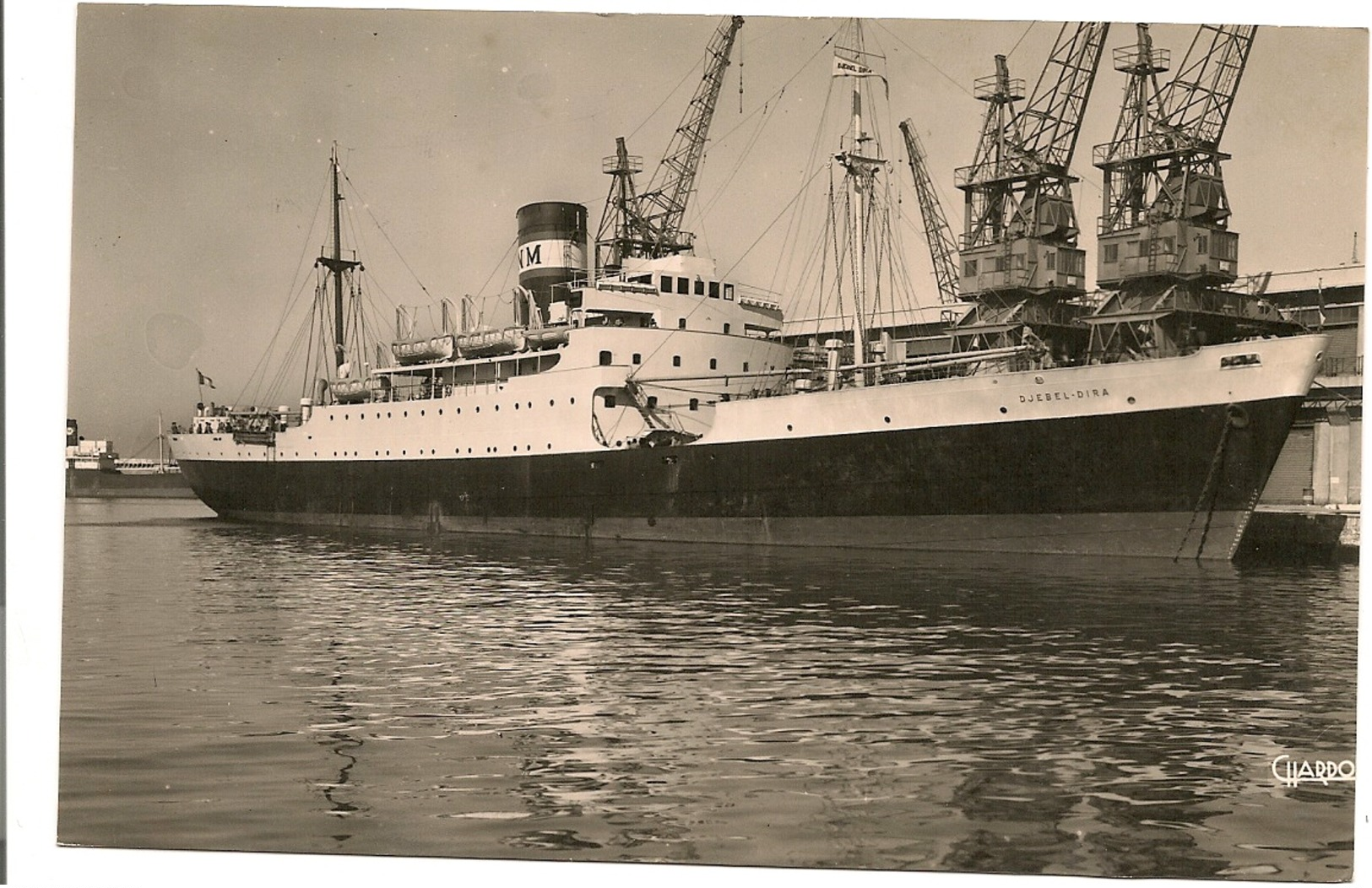 Carte Photo Djebel Dira Bateau Paquebot A Quai - Paquebote