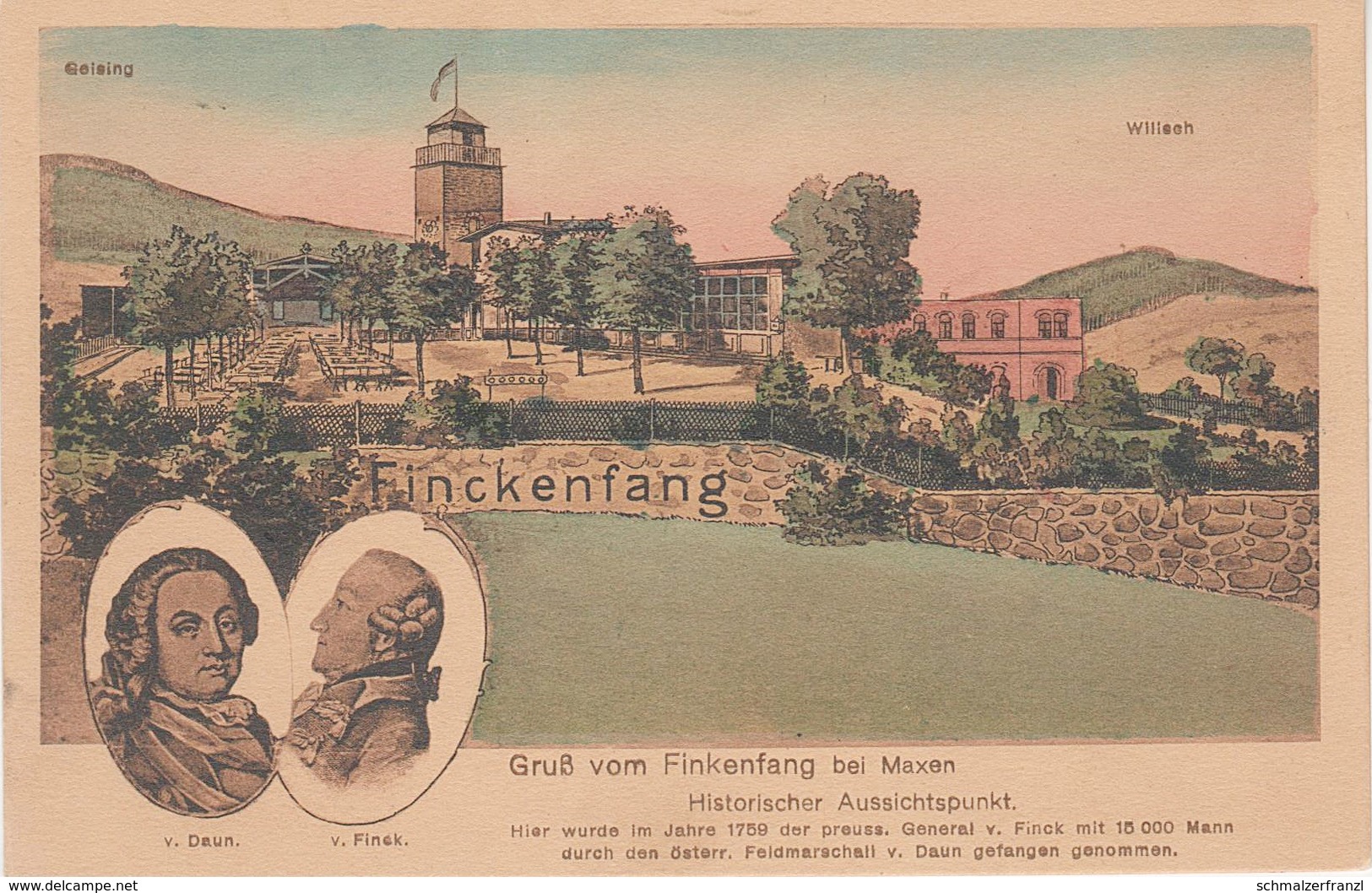 Litho AK Finckenfang Gasthof A Maxen Kreischa Lungkwitz Reinhardtsgrimma Hausdorf Wittgensdorf Saida Mühlbach Dresden - Maxen