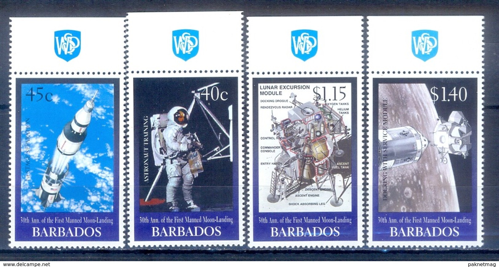 C115B- Barbados 1999 30th Anniversary Of 1st Man On The Moon. Space. - Other & Unclassified