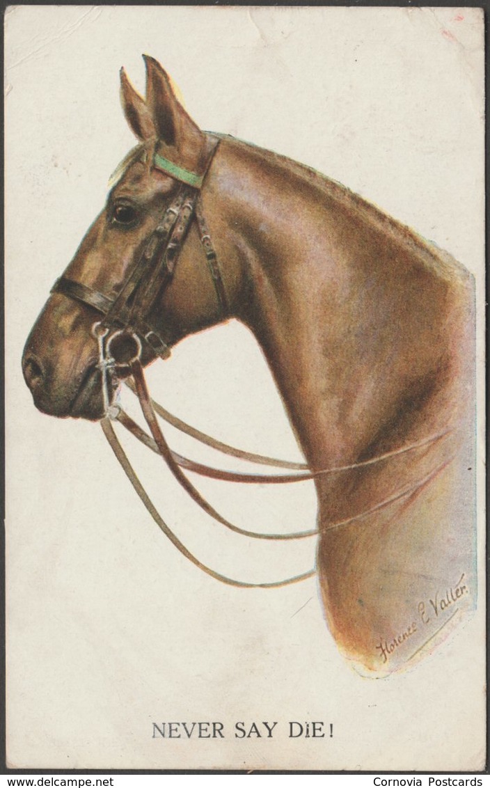 FE Valter - Horse, Never Say Die!, 1921 - Inter-Art Co Postcard - Chevaux