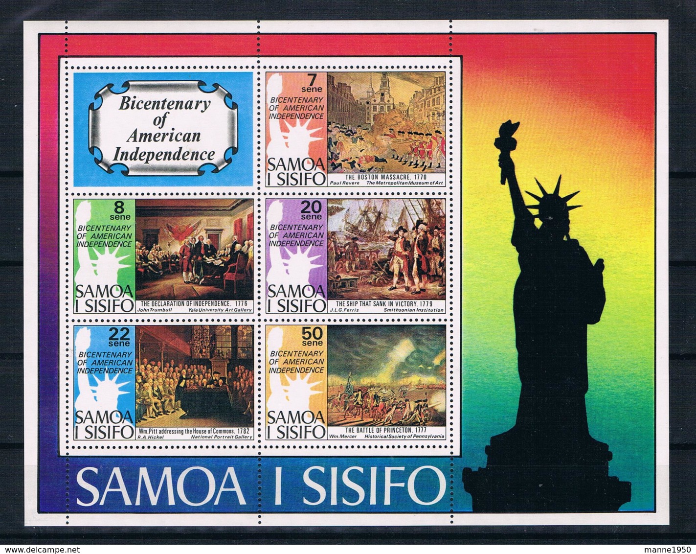 Samoa 1976 200 Jahre Vereinigte Staaten Block 10 ** - Samoa (Staat)