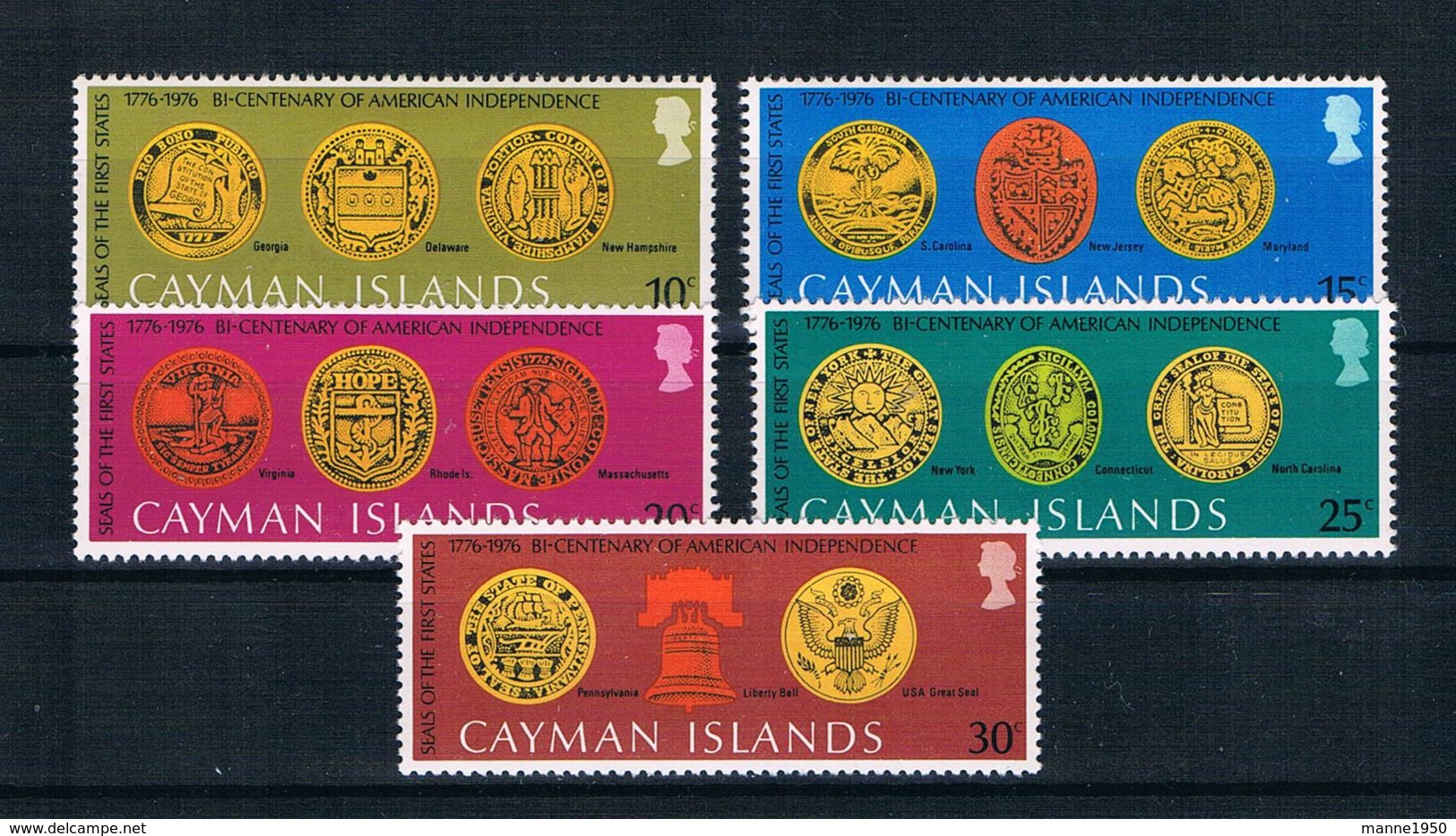 Kaimaninseln 1976 200 Jahre Vereinigte Staaten Mi.Nr. 368/72 Kpl. Satz ** - Cayman (Isole)