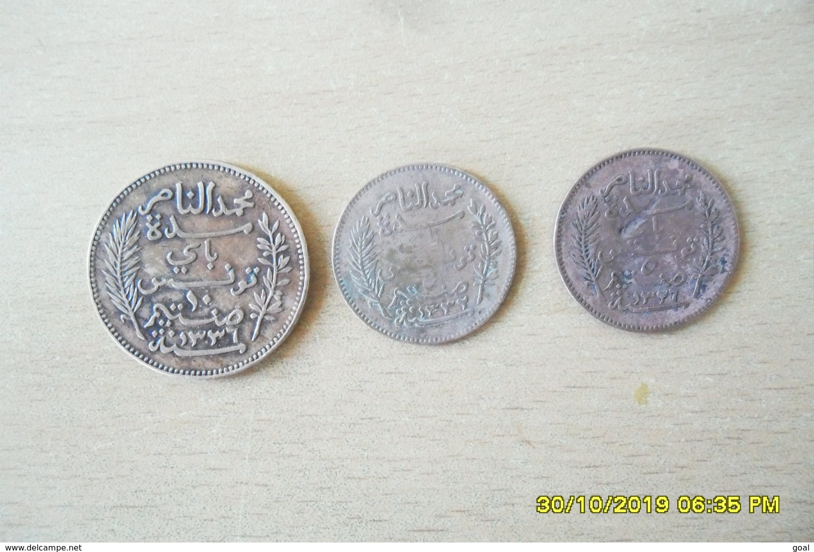 Lot De 3Monnaies De Tunisie"Protectorat Français" 5 Ctmes 1908(U.N) 5 Ctmes 1914 TTB Et 10 Ctmes En TTB++ - Túnez