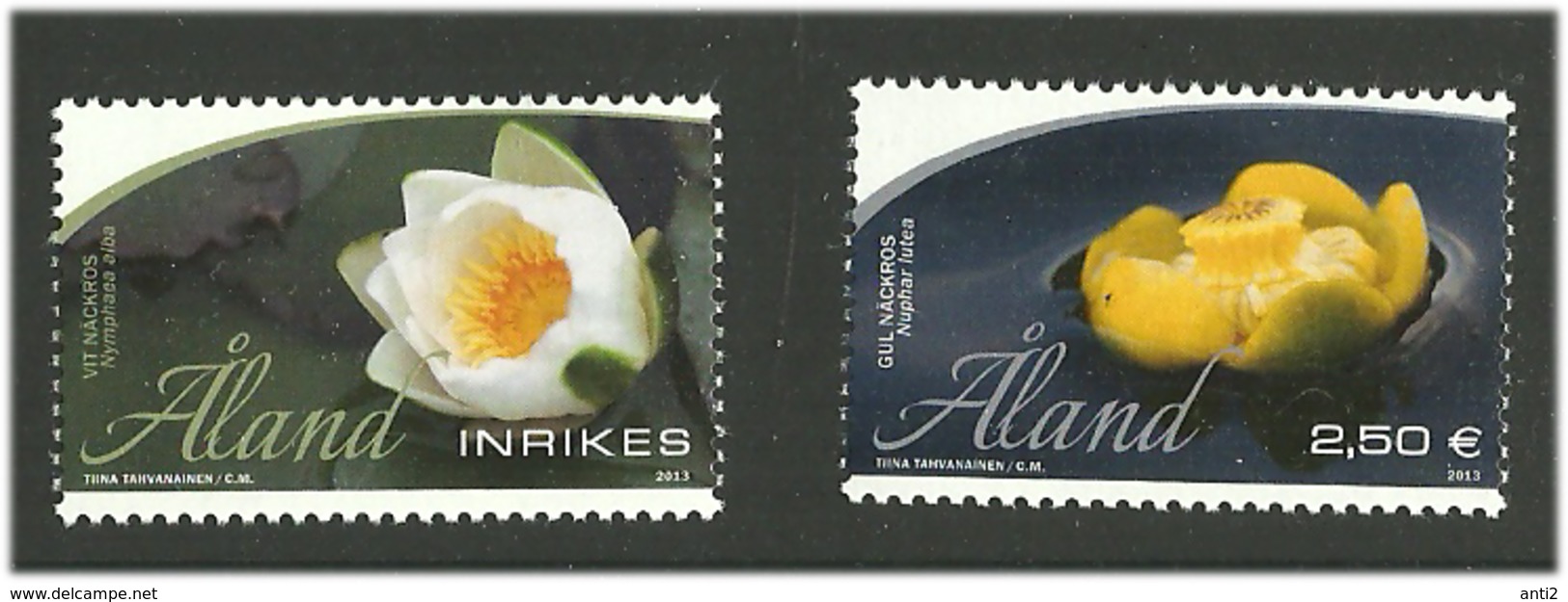 Aland 2013 Flowers, Water Lilies, White And Yellow Water Lily (Nymphaea Alba) And  (Nuphar Lutea), Mi  377-378 MNH(**) - Aland
