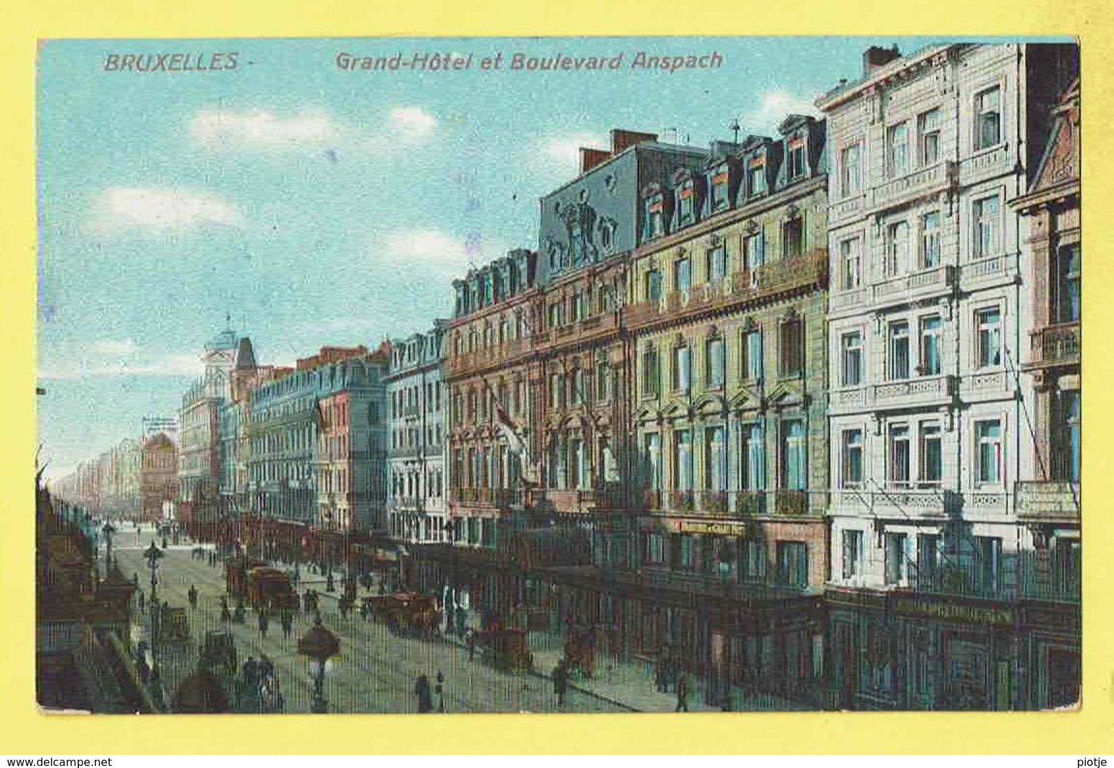 * Brussel - Bruxelles - Brussels * Grand Hotel Et Boulevard Anspach, Couleur, Animée, Tram, Vicinal, TOP - Bruxelles-ville