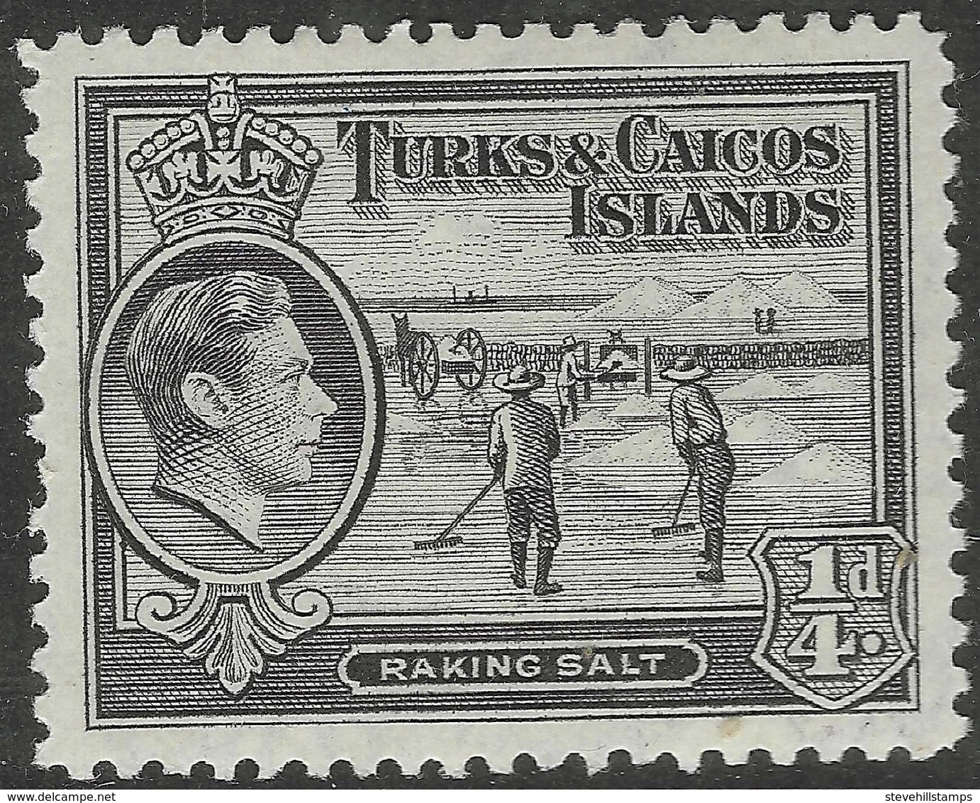 Turks & Caicos Islands. 1938-45 KGVI. ¼d MH. SG 194 - Turks And Caicos