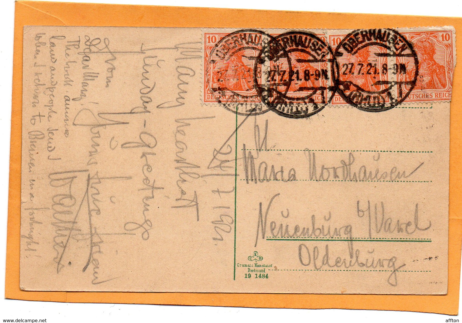 Oberhausen Germany 1921 Postcard Mailed - Oberhausen