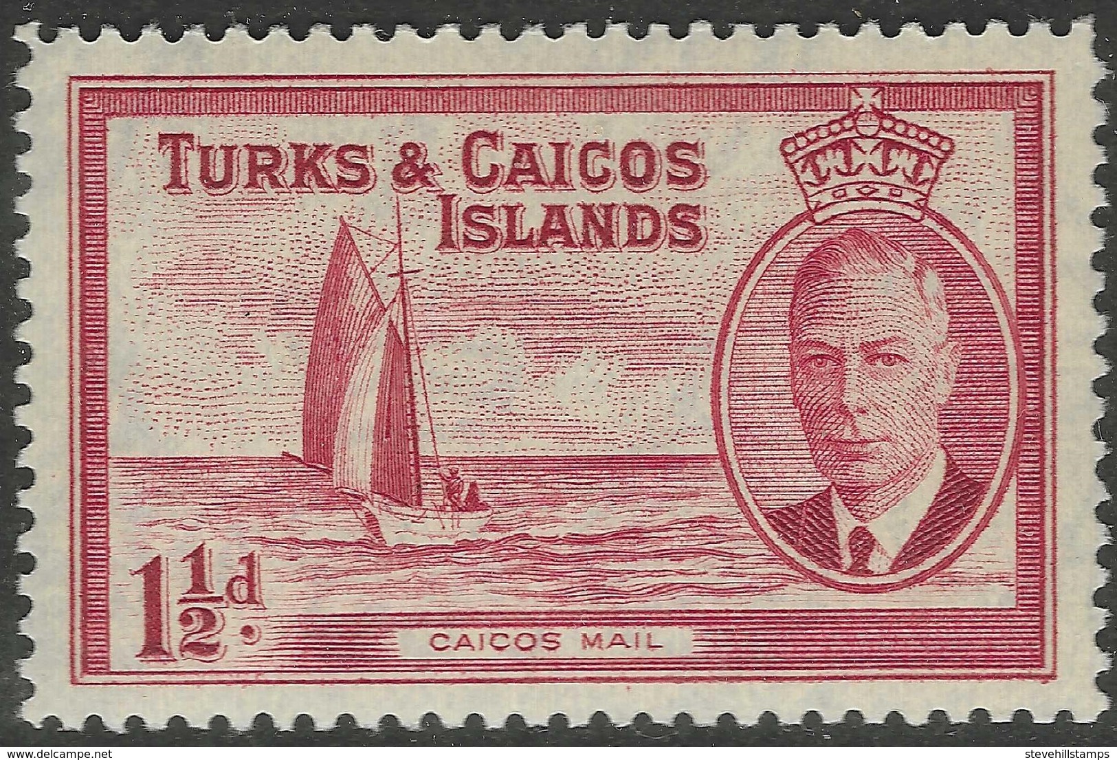 Turks & Caicos Islands. 1950 KGVI. 1½d MH. SG 223 - Turks And Caicos