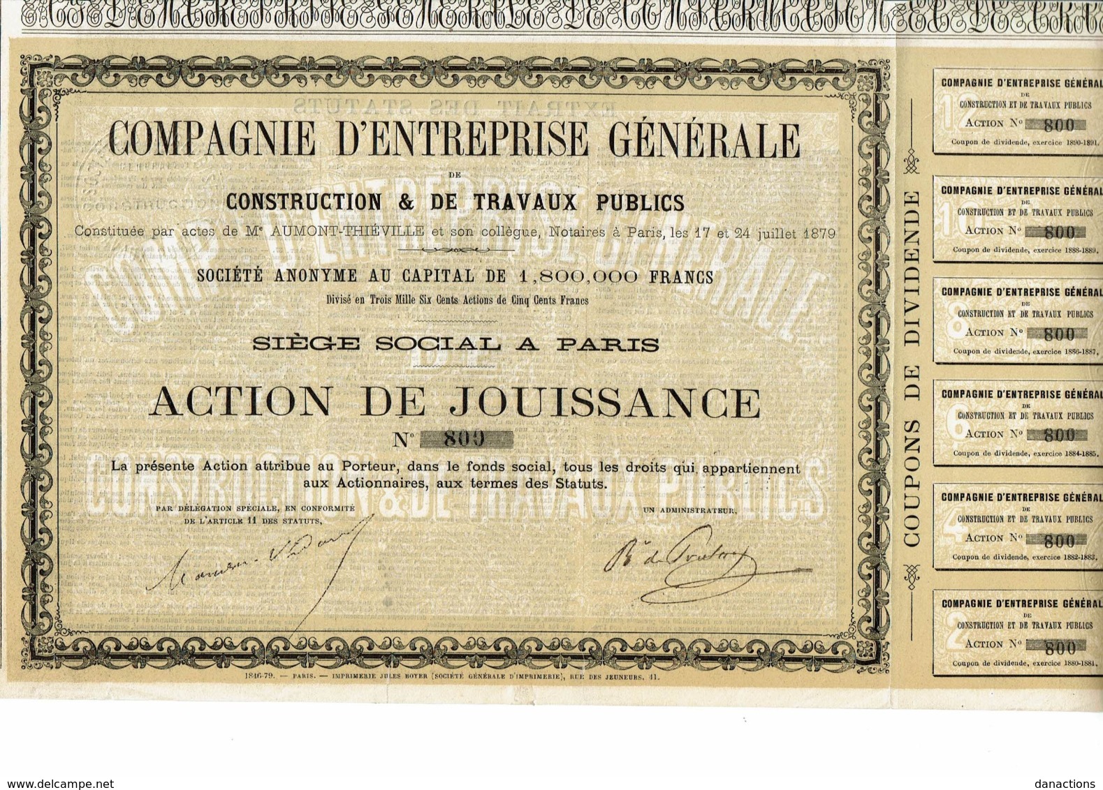 75-ENTREPRISE GENERALE DE CONSTRUCTION & DE TRAVAUX PUBLICS.  1879 - Other & Unclassified