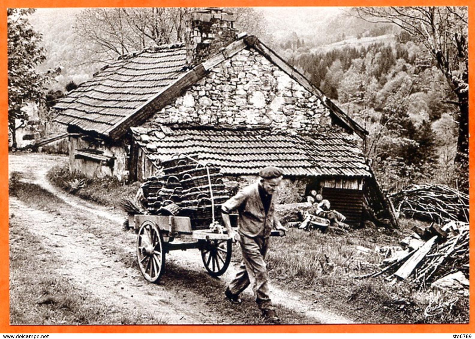 88 Vosges Vieux Metiers Marchand De Paniers 1984 N° 104  Ferme Charrette à Bras Grand Format Carte Vierge TBE  Ste6789 - Autres & Non Classés