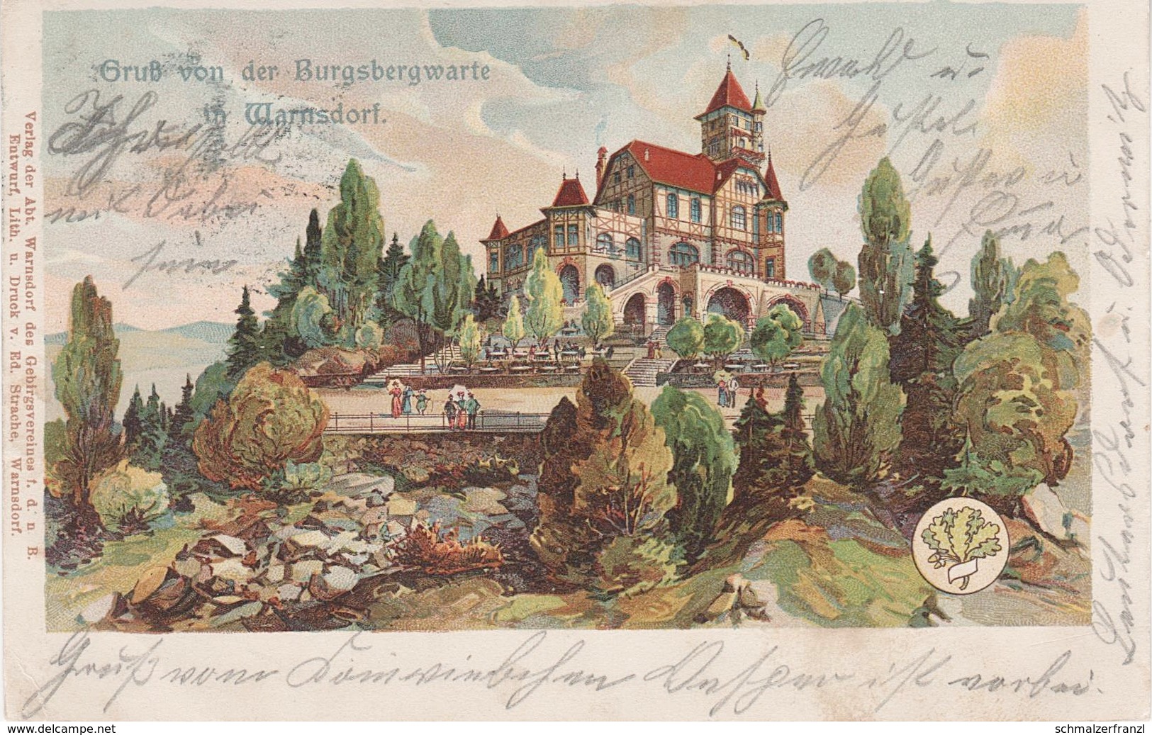 Litho AK Burgsbergwarte Burgsberg Hradek Gasthof A Warnsdorf Varnsdorf Rumburg Schönlinde Seifhennersdorf Neugersdorf - Sudeten