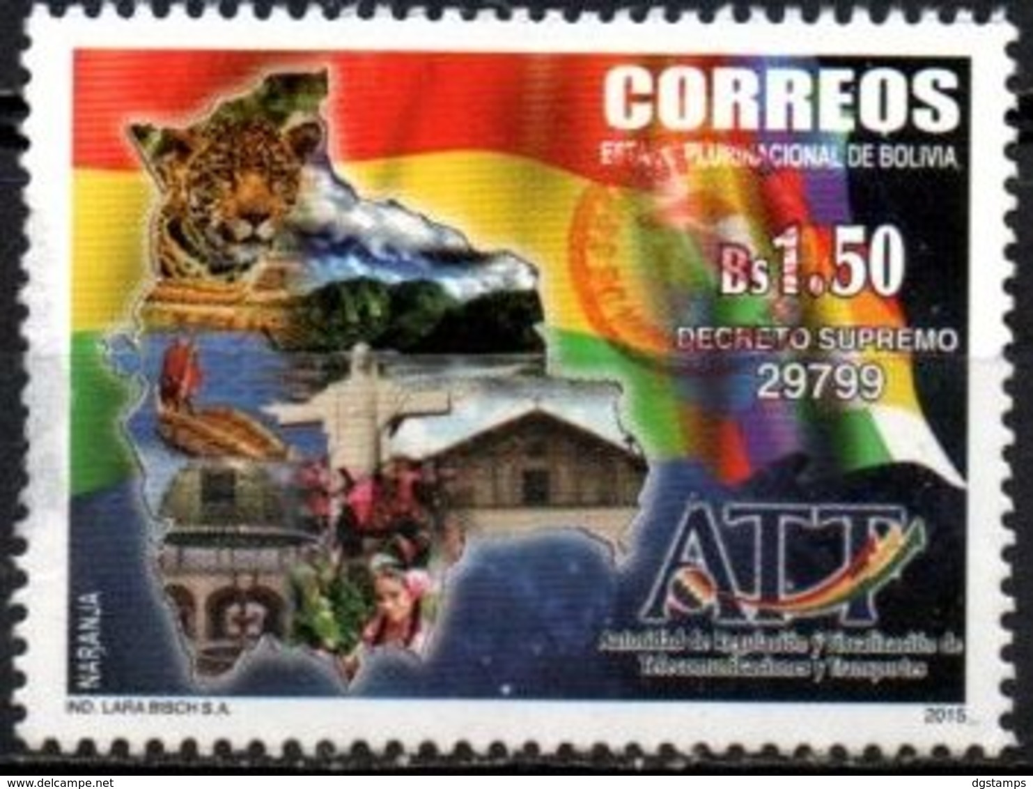 Bolivia 2018 ** CEFIBOL 2307 (2015 #2207) DS29799 ATT - Jaguar. Habilitado "Agencia Boliviana De Correos" - Bolivia