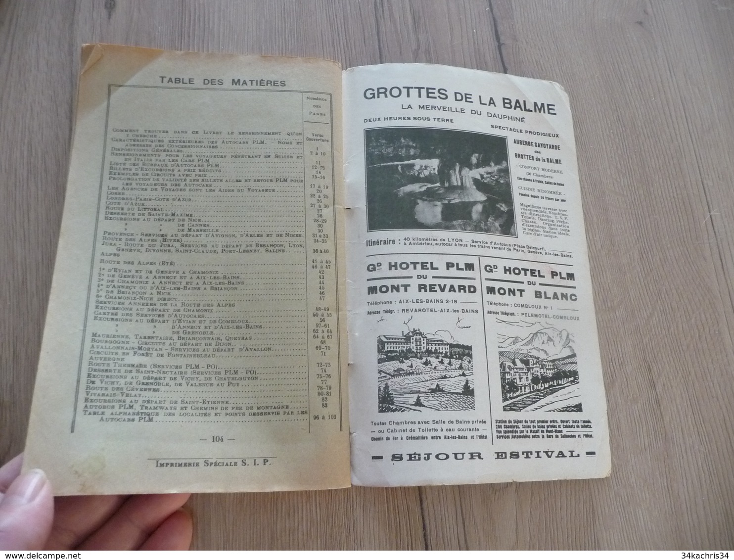 Livret Horaire Autocars bus PLM été 1929 France Corse 104 pages textes photos cartes état voir photos