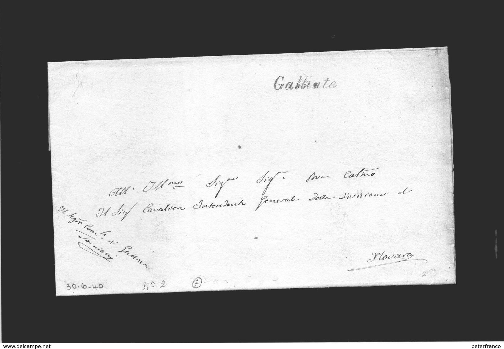 CG8 - Galliate - Bollo Corsivo Nero. - Lettera X Novara 30/6/1840 - 1. ...-1850 Prephilately