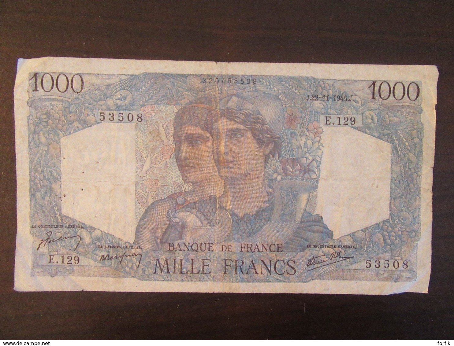 France - Billet 1000 Francs Cérès Et Mercure 22-11-1945 E.129 - F.41.08 - TB - 1 000 F 1927-1940 ''Cérès Et Mercure''