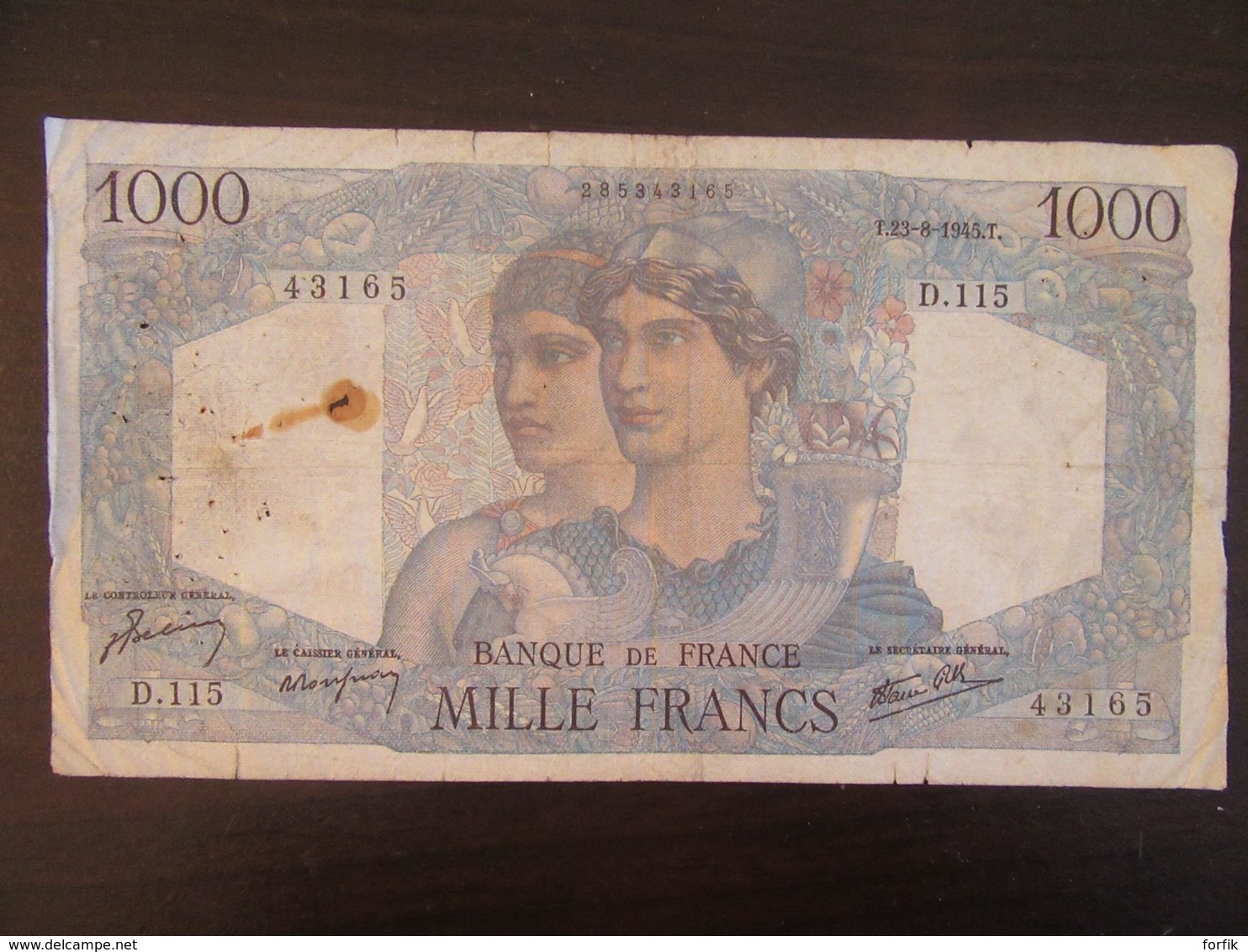 France - Billet 1000 Francs Cérès Et Mercure 23-08-1945 D.115 - F.41.07 - TB- - 1 000 F 1927-1940 ''Cérès Et Mercure''