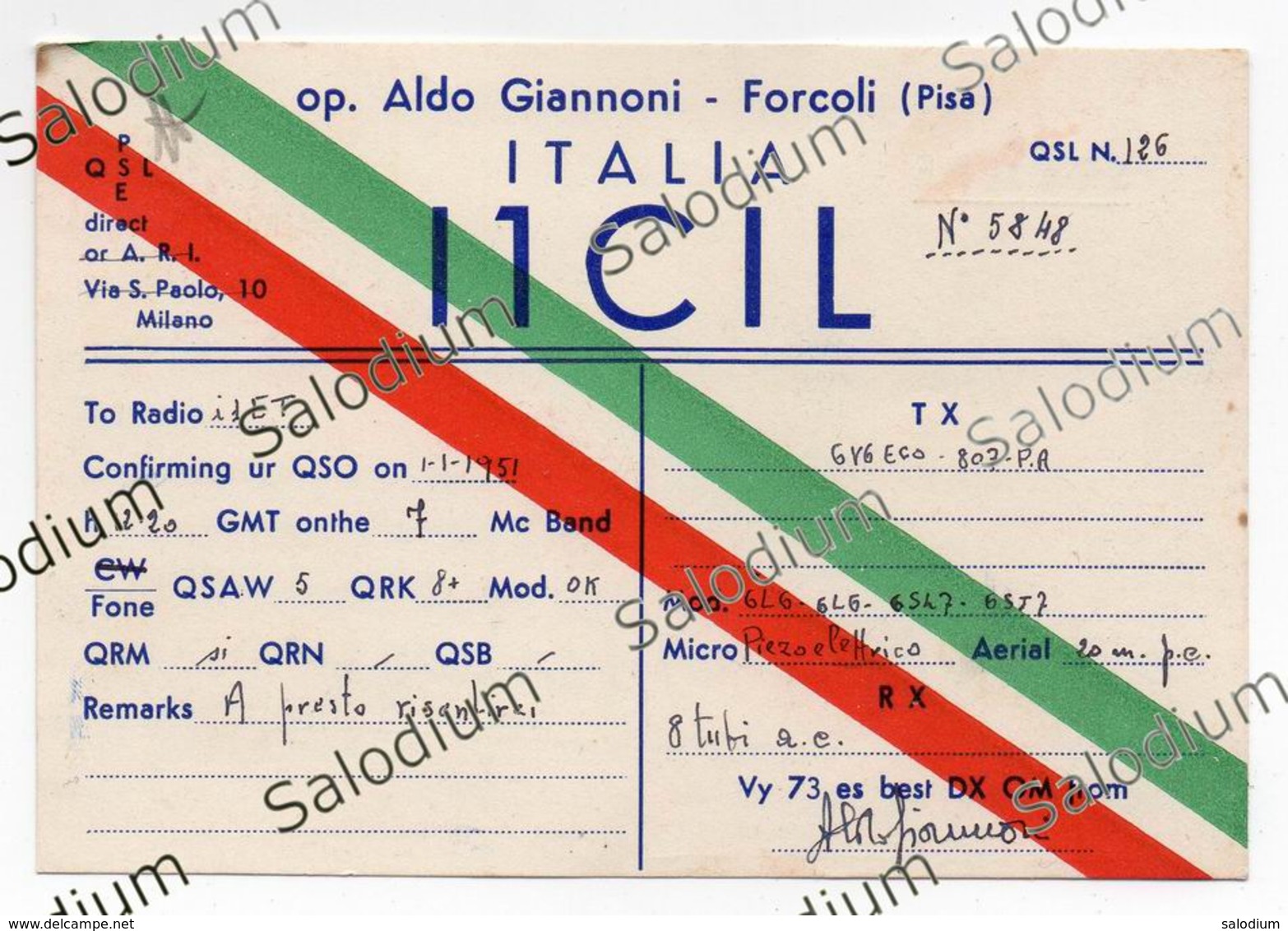 Vedi Retro RAVENNA - FORCOLI - PISA  - CB RADIO - Radioamatore - Radioamateur - QSL - Short Wave - Altri & Non Classificati