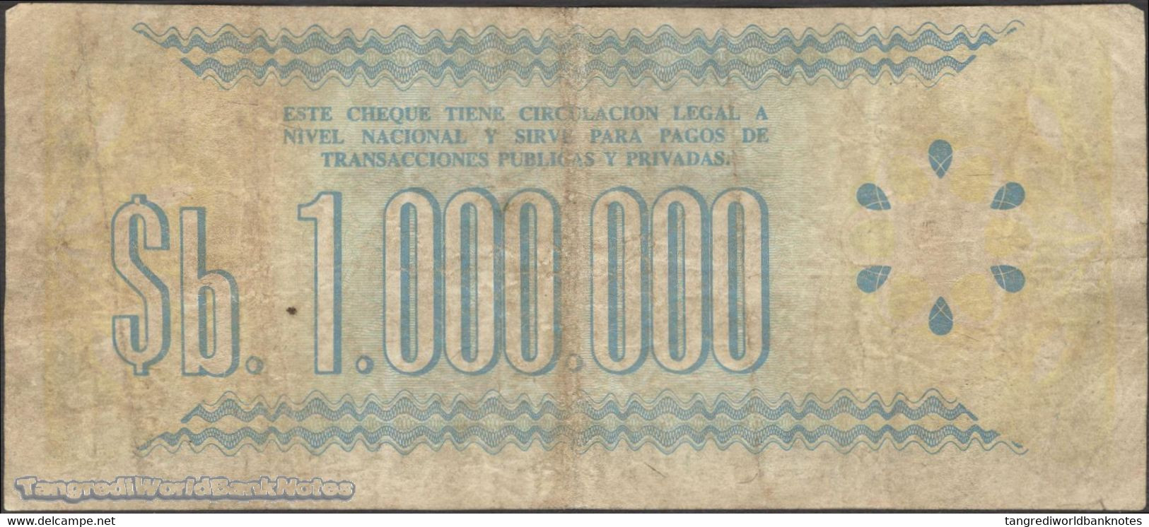 TWN - BOLIVIA 192Ca - 1000000 1.000.000 Pesos Bolivianos 8.3.1985 05.654.569﻿ VG/F - Bolivia