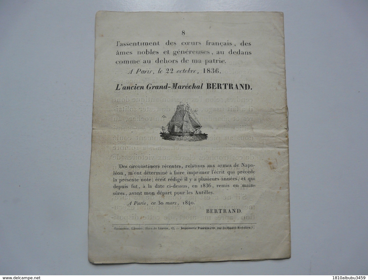 VIEUX PAPIERS - EXPOSE : Ancien Grand-Maréchal BERTRAND - Santini