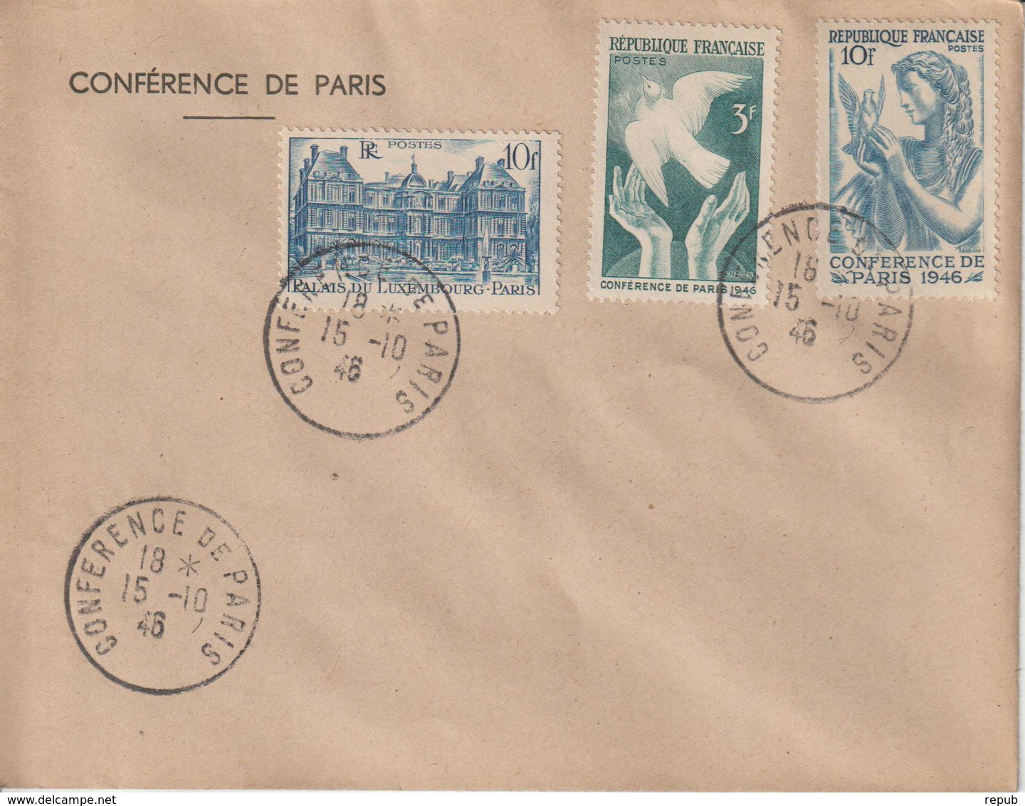 Oblitération Conférence De Paris (29/07/1946 Au 15/10/1946) 15-10-1946 Dernier Jour - 1921-1960: Modern Period