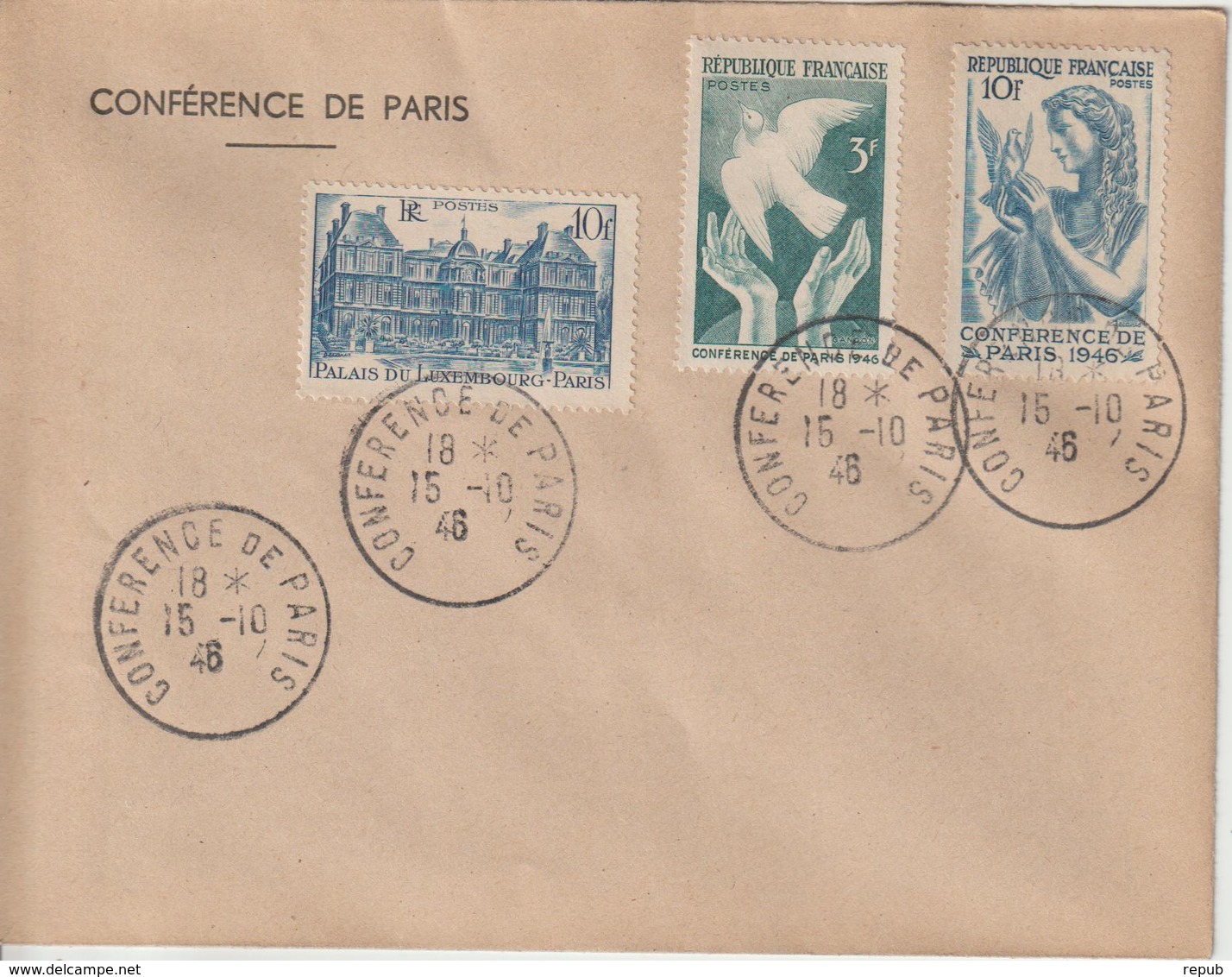 Oblitération Conférence De Paris (29/07/1946 Au 15/10/1946) 15-10-1946 Dernier Jour - 1921-1960: Periodo Moderno