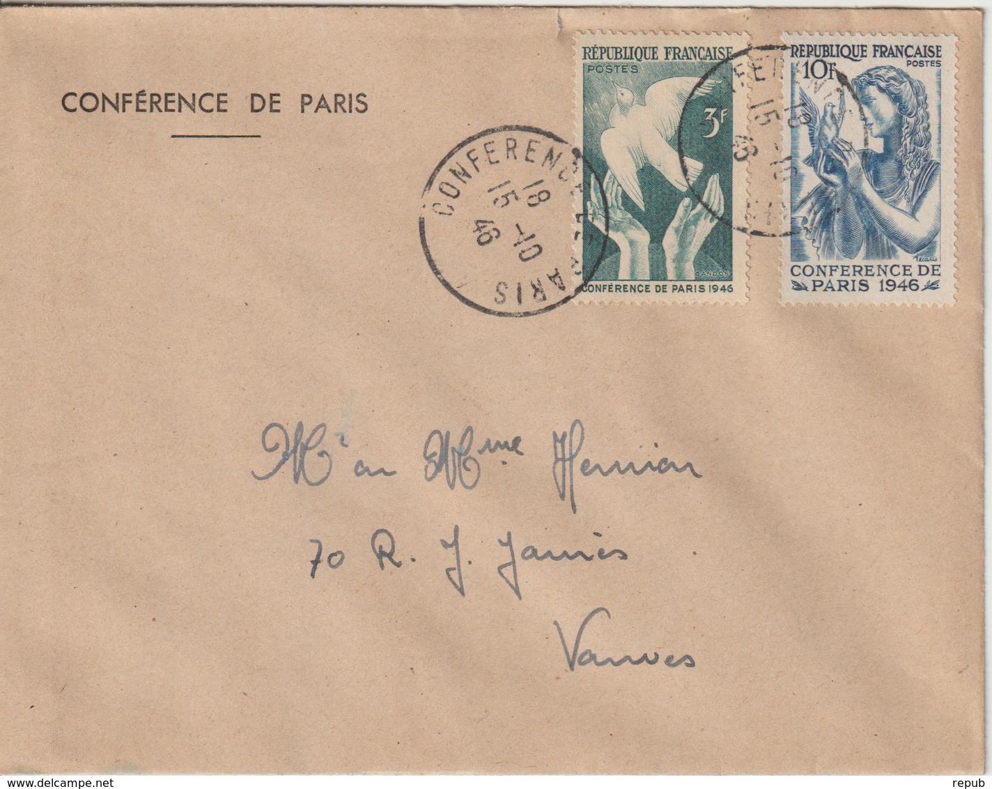 Oblitération Conférence De Paris (29/07/1946 Au 15/10/1946) 15-10-1946 Dernier Jour - 1921-1960: Modern Tijdperk